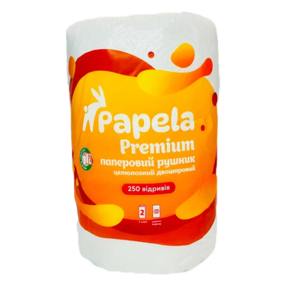 Паперові рушники Papela Premium 2 шари 250 відривів 1 рулон (4820270940105)
