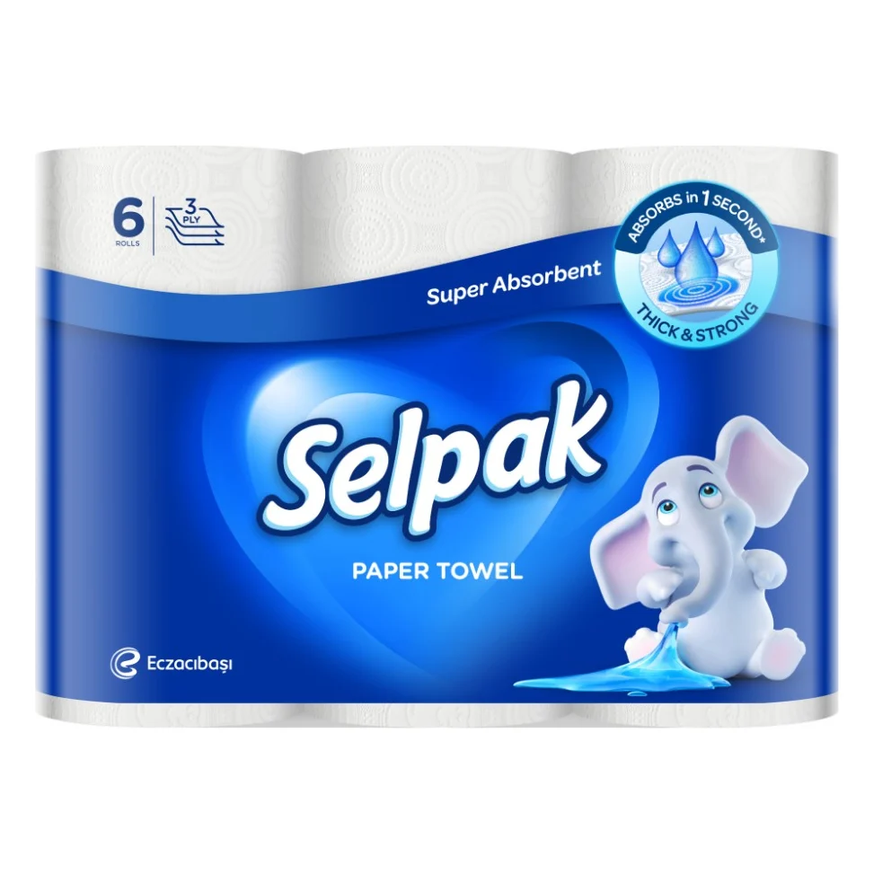 Паперові рушники Selpak 3 шари 80 відривів 6 рулонів (8690530015043)