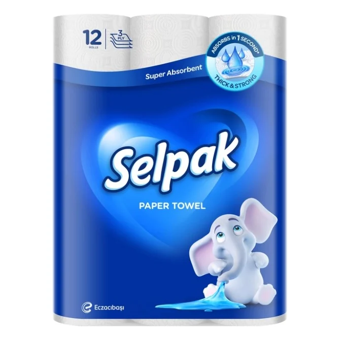 Паперові рушники Selpak 3 шари 80 відривів 12 рулонів (8690530125001)