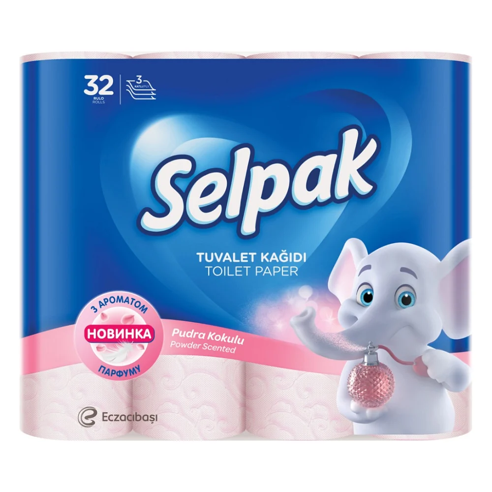 Туалетний папір Selpak Perfumed Пудра 3 шари 32 рулони (8690530324824)