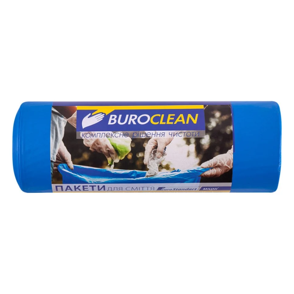 Пакети для сміття Buroclean EuroStandart міцні сині 240 л 10 шт. (4823078977977)