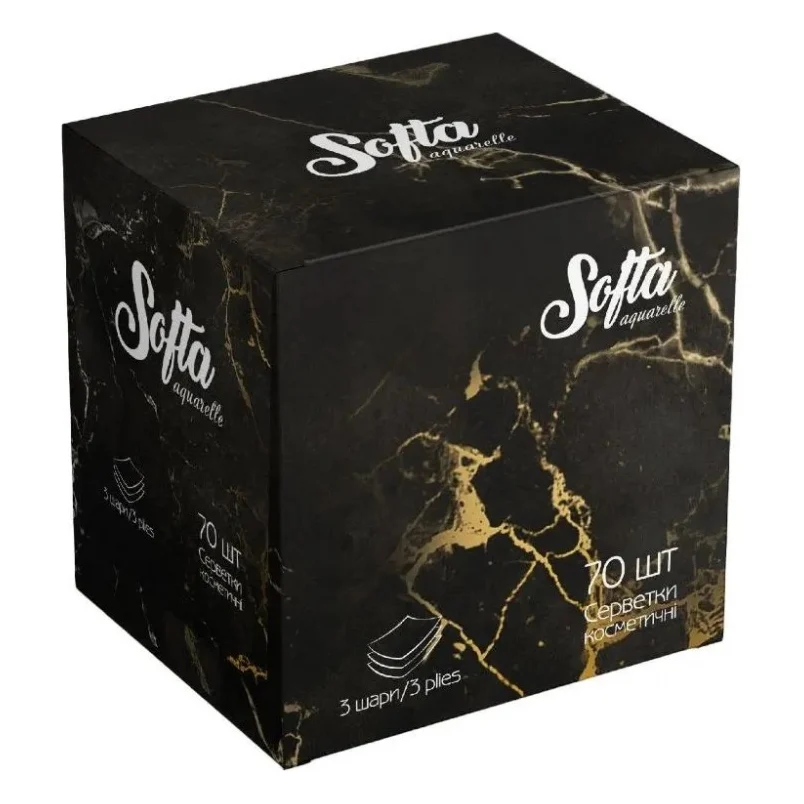 Серветки косметичні Chisto Softa Black 3 шари 70 шт. (4823098414391)