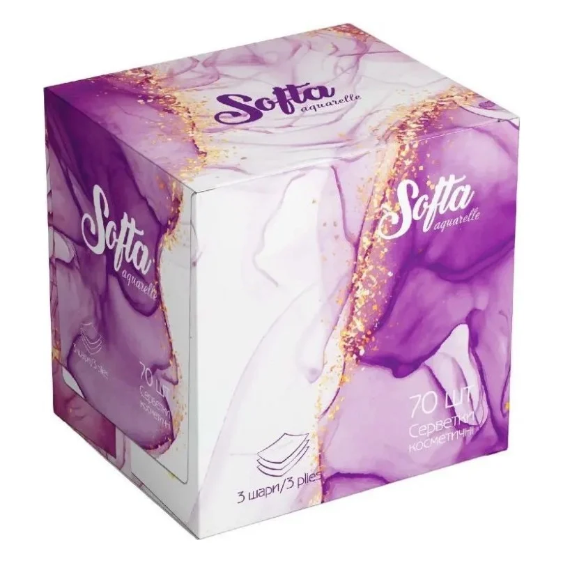 Серветки косметичні Chisto Softa Violet 3 шари 70 шт. (4823098414407)