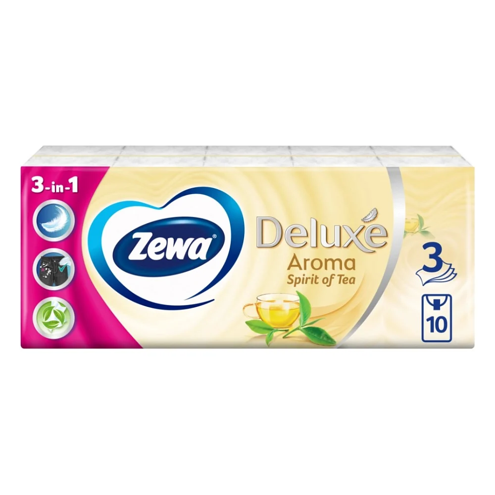 Серветки косметичні Zewa Deluxe perfume 3 шари 10 шт х 10 пачок (7322540061475)