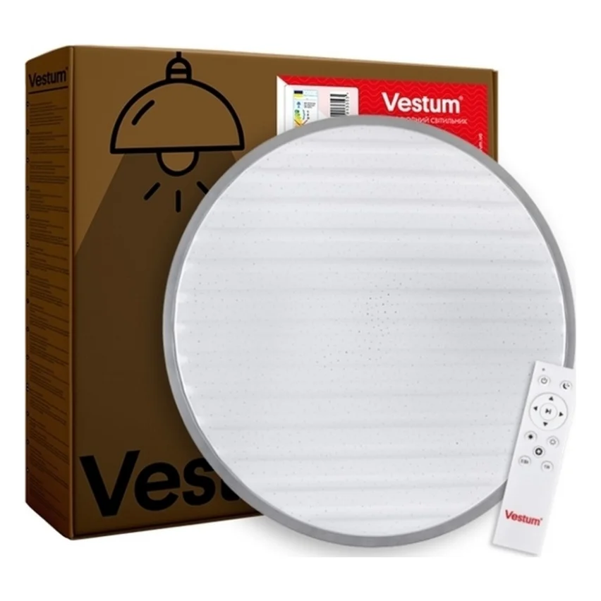 Світильник Vestum GRILL зоряне небо 72W 3000К- 6500К 5600Lm з пультом срібний (VS-81023)