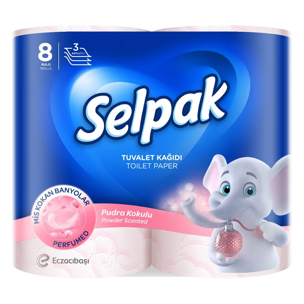 Туалетний папір Selpak Perfumed Пудра 3 шари 8 рулонів (8690530044517)