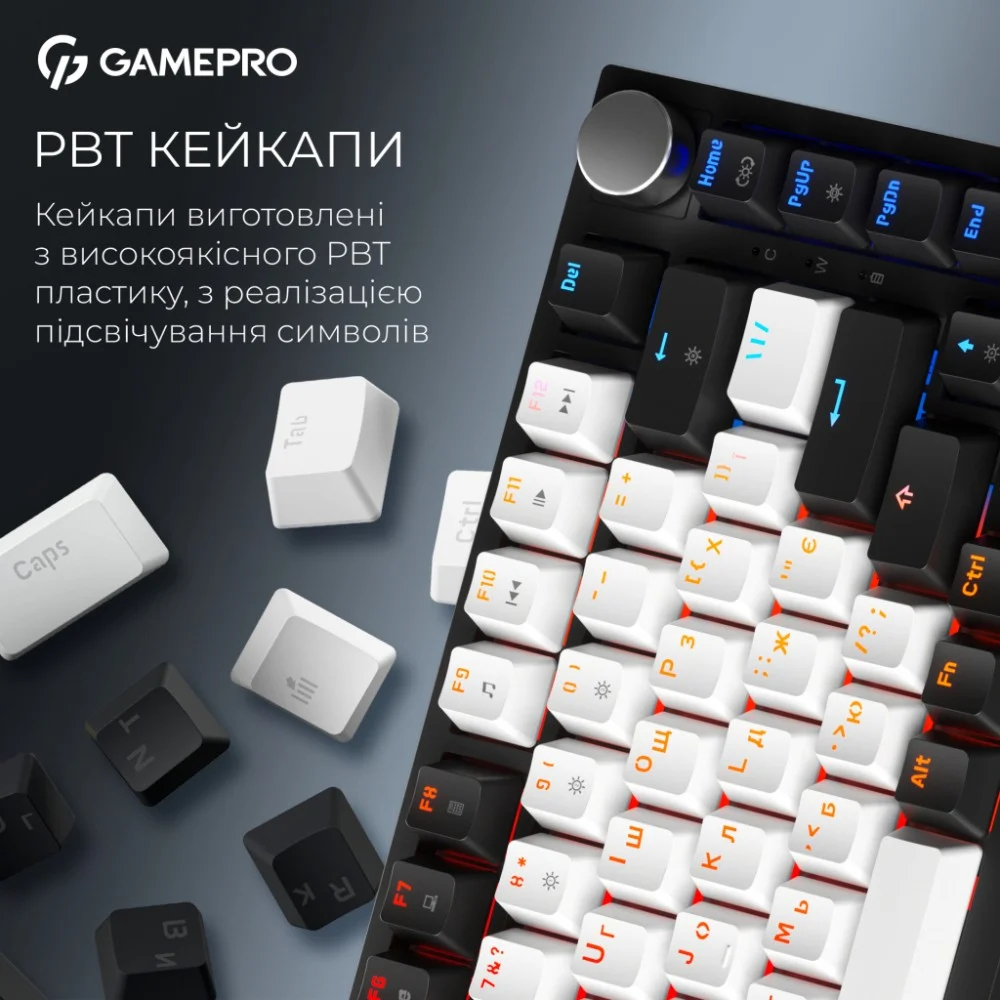 Клавіатура GamePro Asgard Valhalla QLAB Sakura Switch RGB Bluetooth/Wireless/USB-C UA Black (MK160-B-QS-PRO) — фото 14