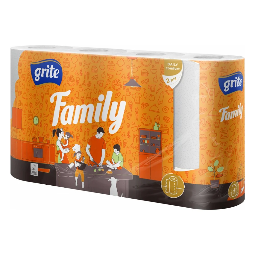 Паперові рушники Grite Family 2 шари 4 рулони (4770023348576)