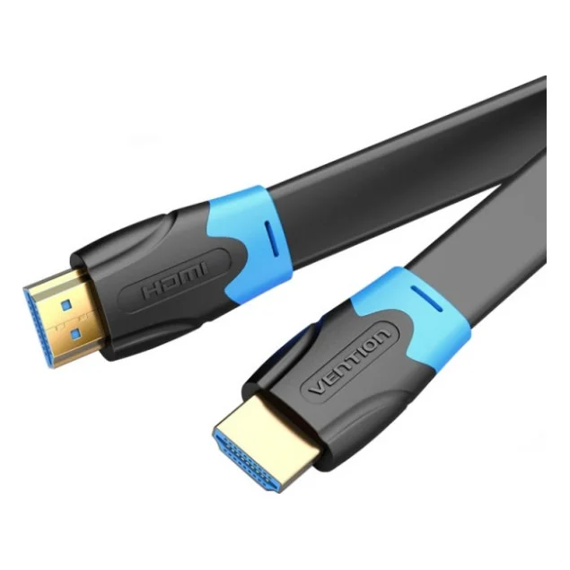 Кабель мультимедійний HDMI M to HDMI M 0.5m V2.0 4K60Hz PVC flat black Vention (AAKBD)