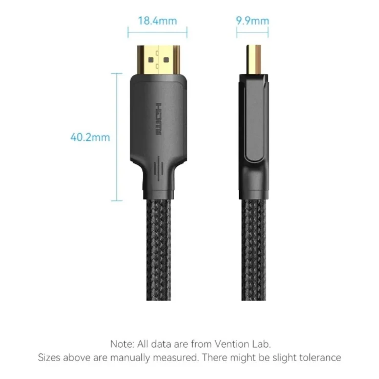 Кабель мультимедійний HDMI M to HDMI M 2.0m 4K60Hz cotton braided black Vention (ALLBH) — фото 7