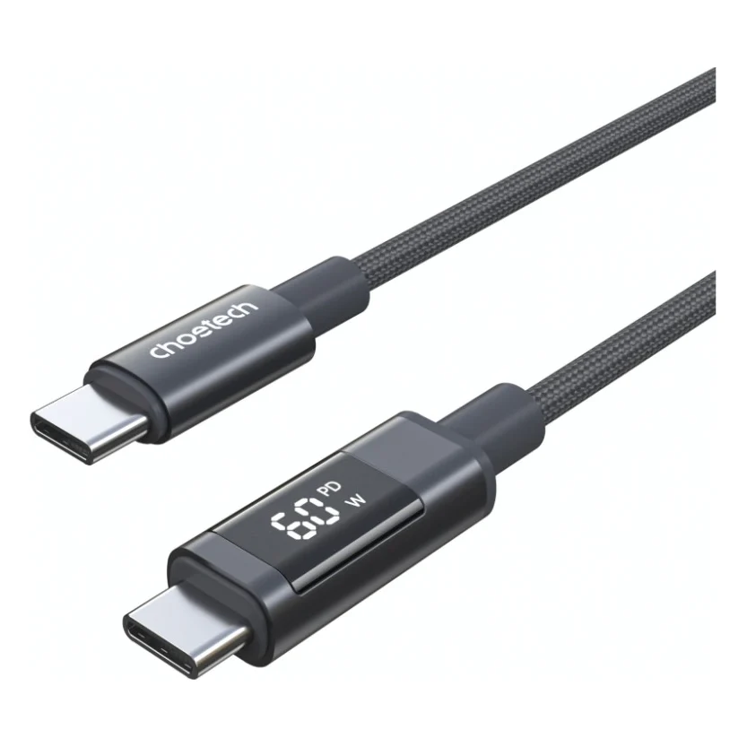 Дата кабель USB-C to USB-C 1.2m PD60W digital display nylon gray Choetech (XCC-1068-GY)