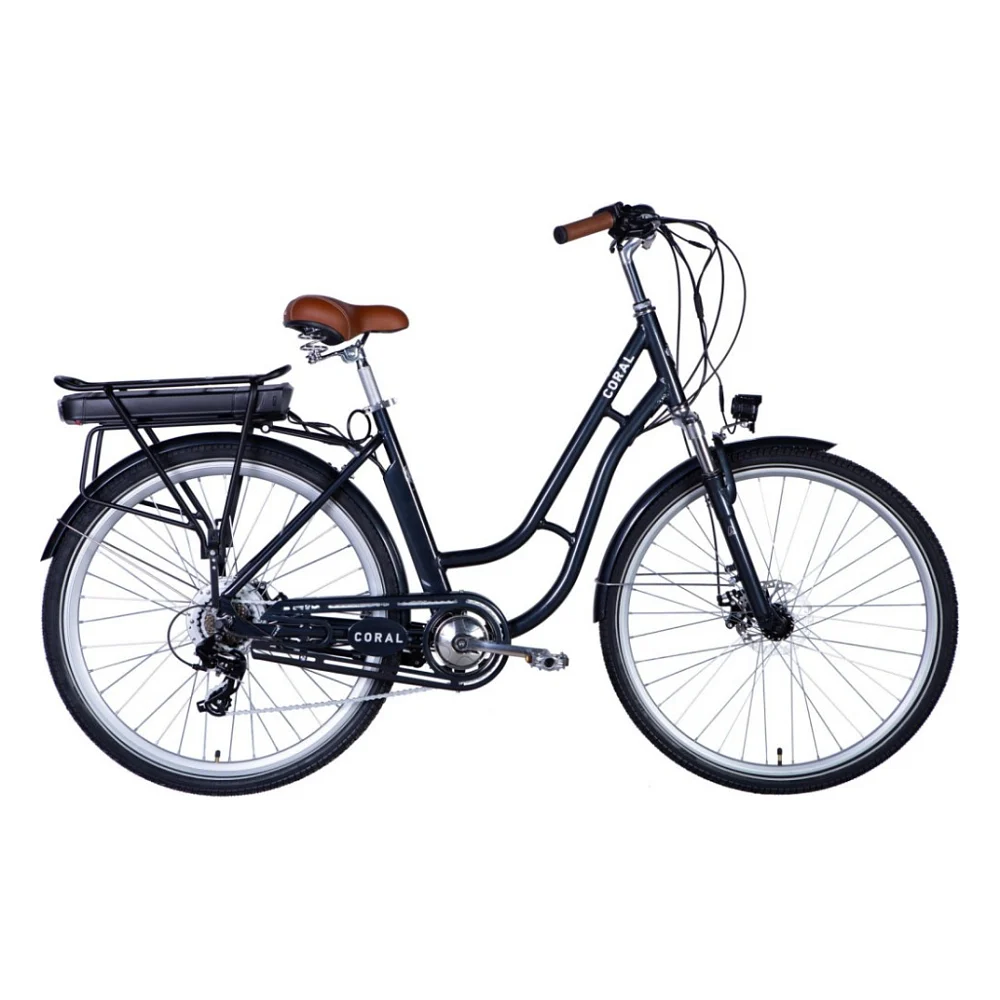 Електровелосипед Dorozhnik 28" eCORAL DD FR рама-19" 48B 13А*г 500Вт 2026 темно-сірий (ELB-D-28-114)