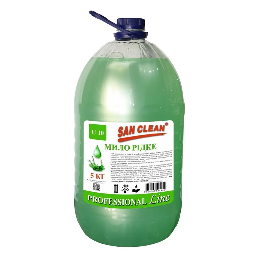 Рідке мило San Clean Зелене 5 кг (4820003544440)