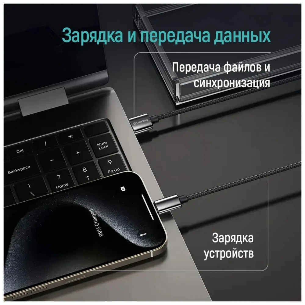 Дата кабель USB 2.0 AM to Lightning 2.0m 3A zinc alloy braided black ColorWay (CW-CBUL099-BK) — фото 10