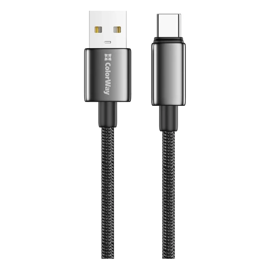 Дата кабель USB 2.0 AM to USB-C 2.0m 3A zinc alloy braided black ColorWay (CW-CBUC099-BK) — фото 3