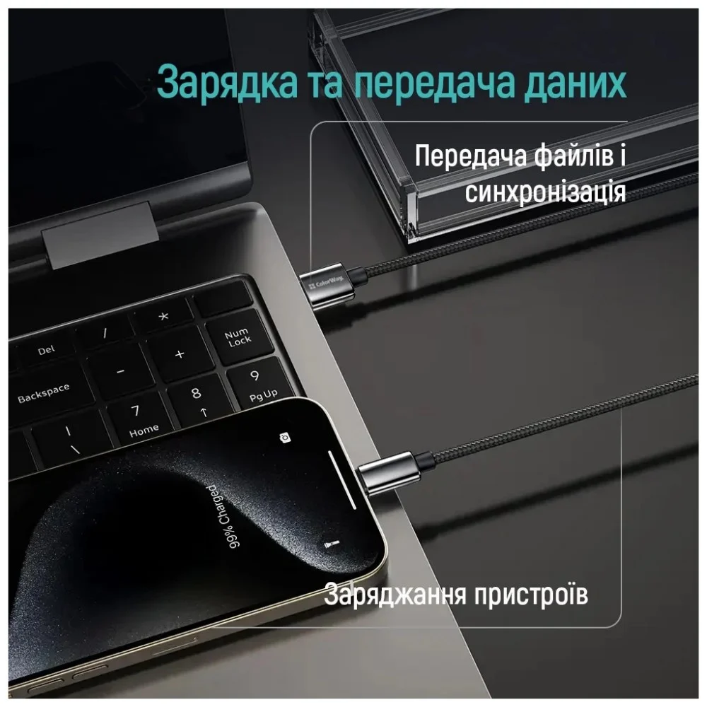 Дата кабель USB 2.0 AM to USB-C 2.0m 3A zinc alloy braided black ColorWay (CW-CBUC099-BK) — фото 10