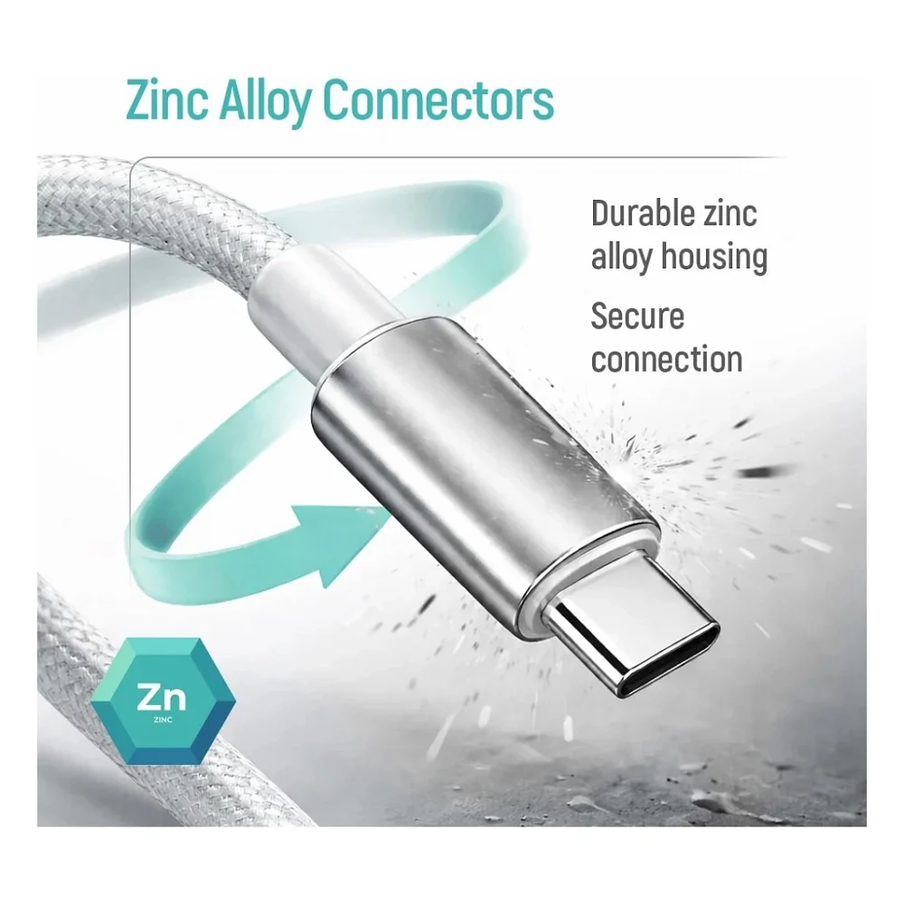 Дата кабель USB 2.0 AM to USB-C 2.0m 3A zinc alloy braided white ColorWay (CW-CBUC099-WT) — фото 8