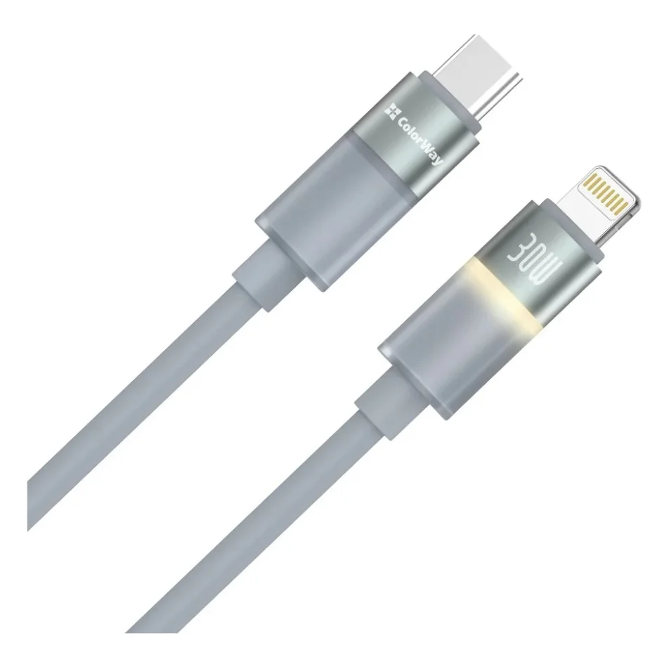 Дата кабель USB-C to Lightning 1.0m PD30W warm light gray ColorWay (CW-CBPDCL092-GR) — фото 2