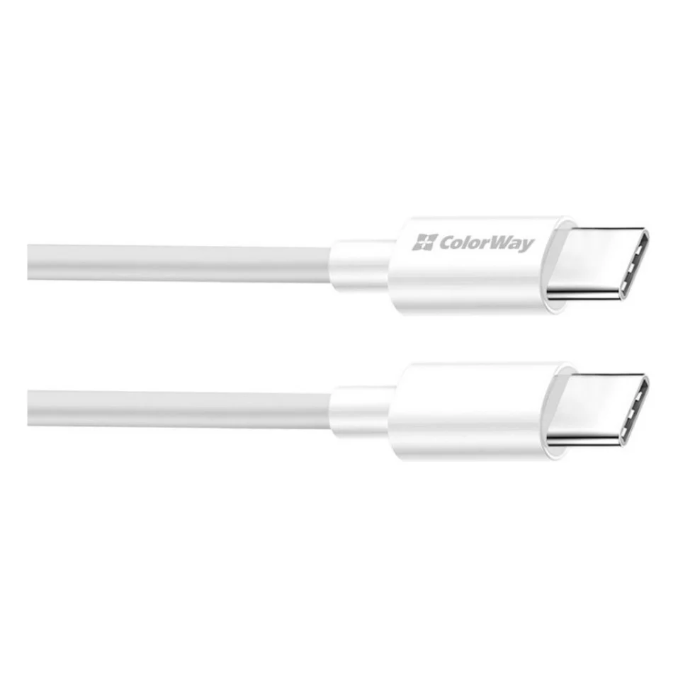 Дата кабель USB-C to USB-C 2.0m 5A 100W zinc alloy braided white ColorWay (CW-CBPDCC099-WT) — фото 3