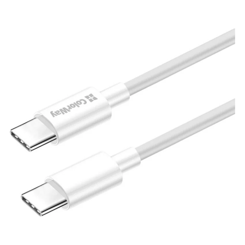 Дата кабель USB-C to USB-C 2.0m 5A 100W zinc alloy braided white ColorWay (CW-CBPDCC099-WT) — фото 5