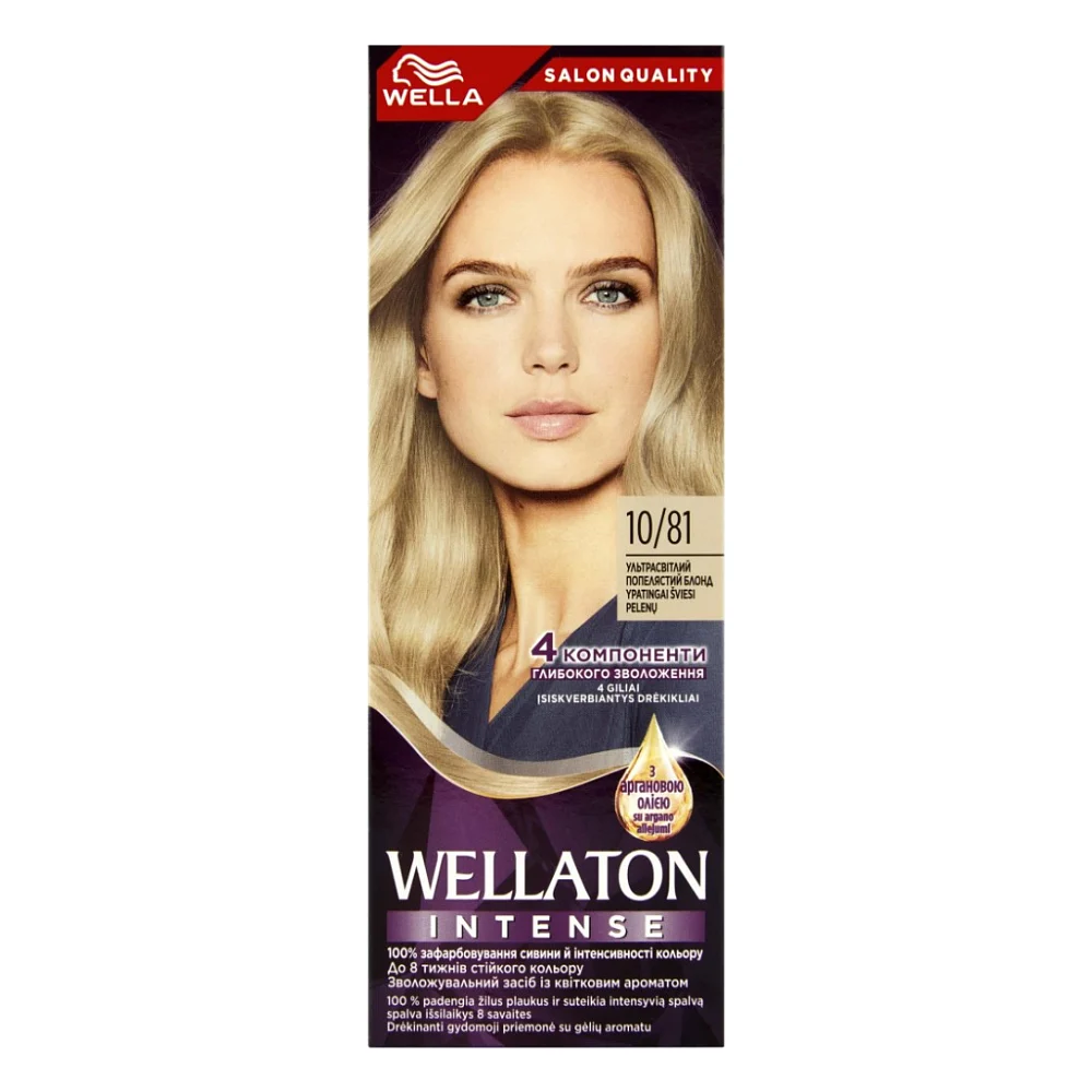 Фарба для волосся Wellaton 10/81 Ультрасвітлий попелястий блонд 110 мл (4064666085661)