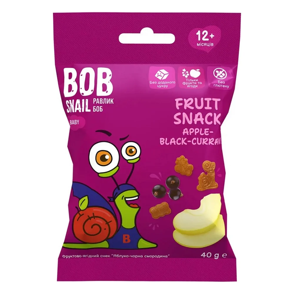 Дитячі снеки Bob Snail фруктові яблуко-чорна смородина 40 г (1740861)