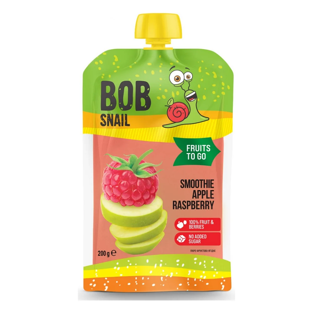 Дитяче пюре Bob Snail Смузі Яблуко-Малина пастеризоване 200 г (1740809)