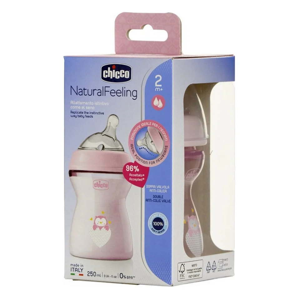 Пляшечка для годування Chicco Natural Feeling силікон середній потік 250мл рожева (81323.10) — фото 9