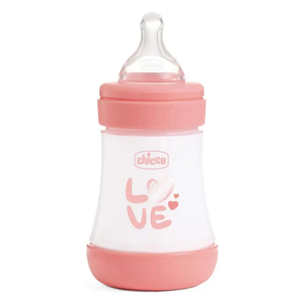 Пляшечка для годування Chicco Perfect 5 Love із силіконовою соскою 0+ міс. 150 мл Рожева (20211.11.40)
