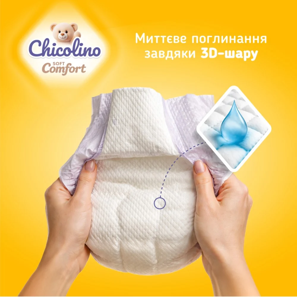 Підгузки Chicolino Soft comfort Розмір 6 (16+-кг) 28 шт (4820204703561) — фото 3