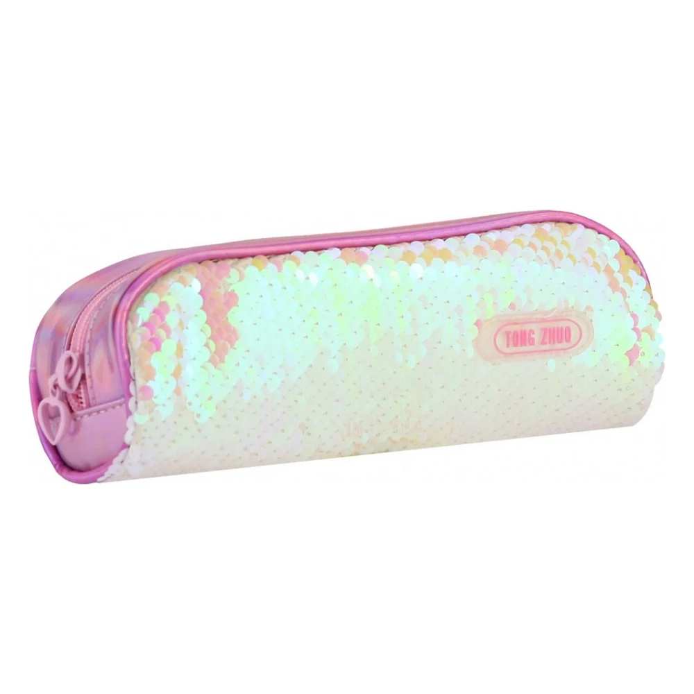 Пенал Cool For School 2 відділення з паєтками Білий (CF6490-white)