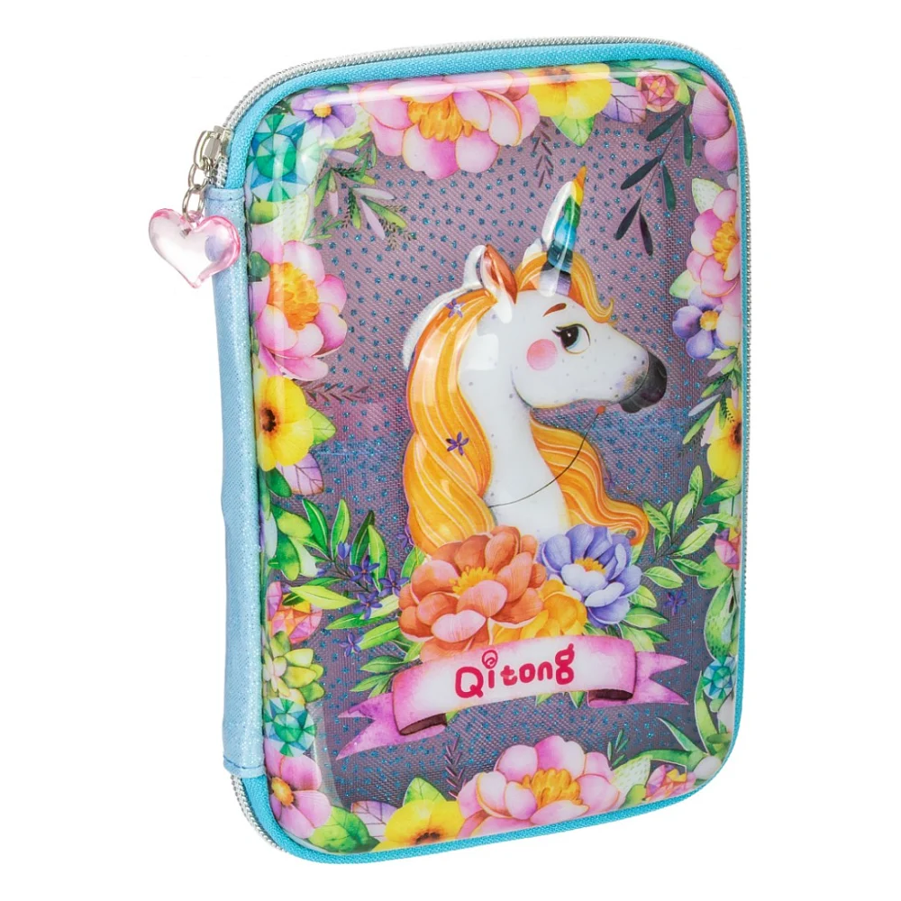 Пенал Cool For School з віконцем 1 відділення з органайзером блакитний (QT-5750-Blue)