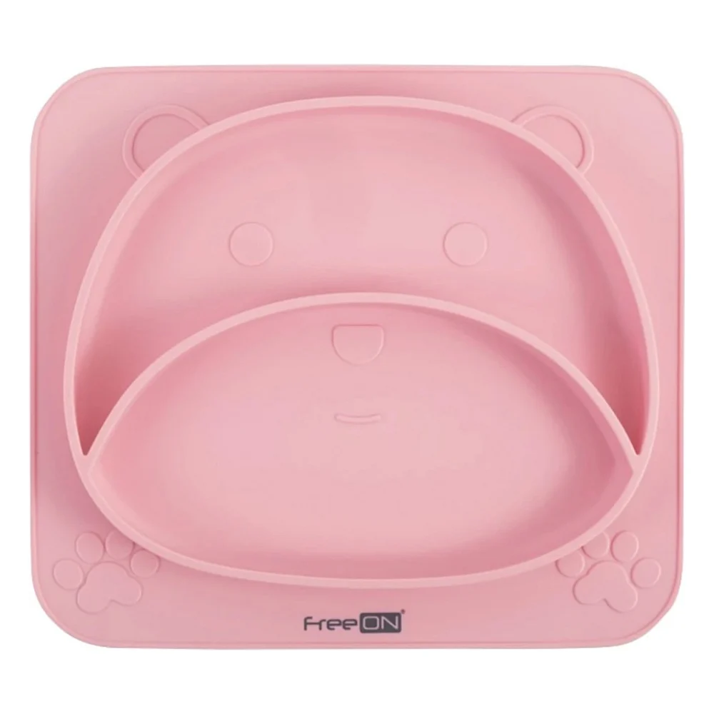 Тарілка дитяча FreeON Bear, силіконова, pink (39692)