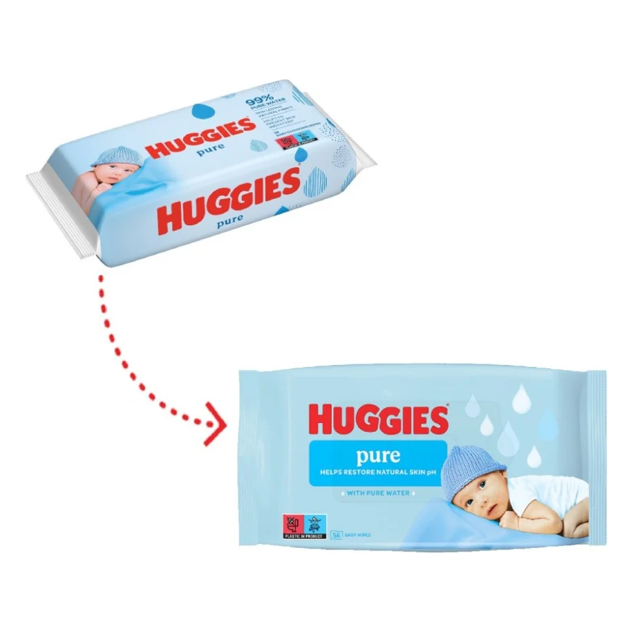 Дитячі вологі серветки Huggies Pure 56 х 4 шт (5029053550121) — фото 3