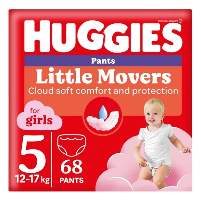 Підгузки Huggies Little Movers/Pants 5 (12-17 кг) Box для дівчаток 68 шт (5029053564111)