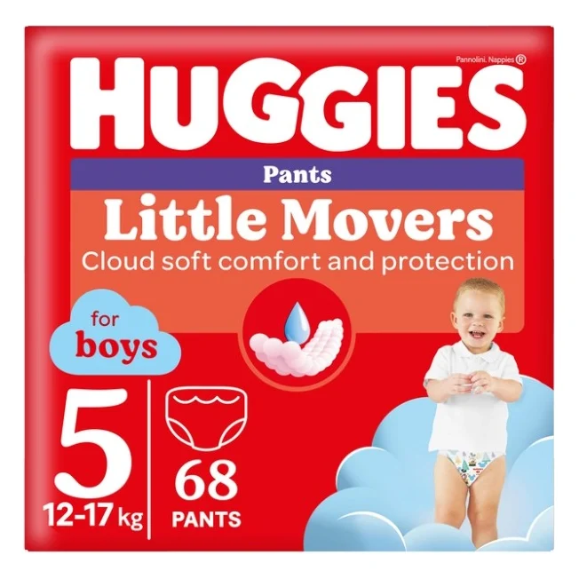 Підгузки Huggies Little Movers/Pants 5 (12-17 кг) Box для хлопчиків 68 шт (5029053564128)