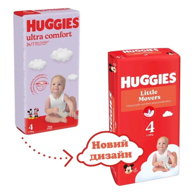 Підгузки Huggies Little Movers 4 (7-18 кг) M-pack, 150 шт (5029053583402) — фото 3