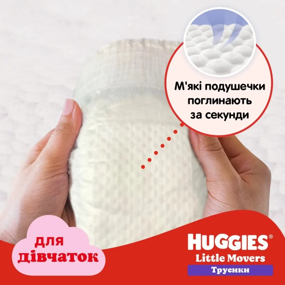 Підгузки Huggies Little Movers/Pants 5 (12-17 кг) для дівчаток 96 шт (5029054568170) — фото 3
