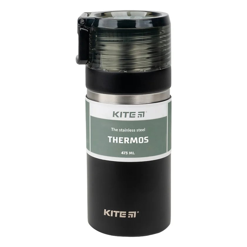 Поїльник-непроливайка Kite термос 473 мл, чорний (K21-320-03)