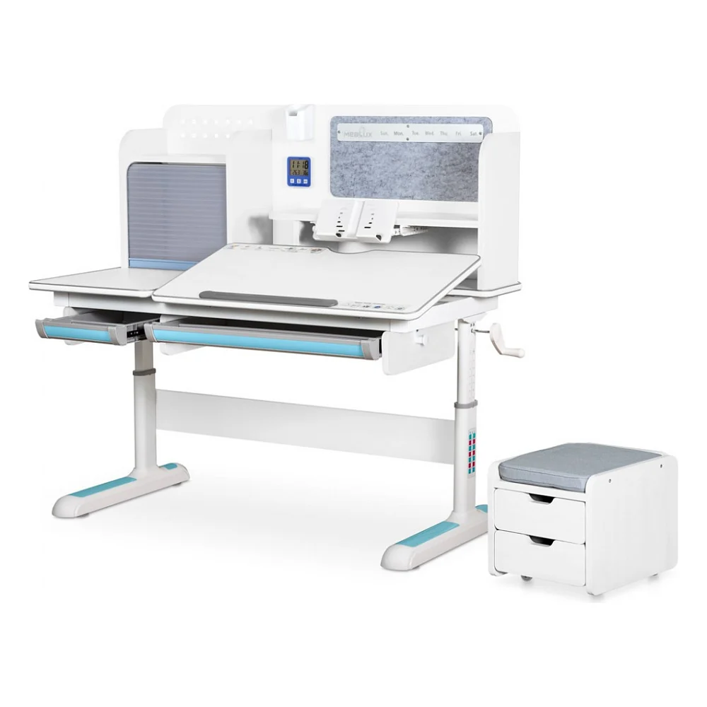 Парта Mealux Winnipeg Multicolor Plus WG Blue (BD-630 WG+BL з тумбою)