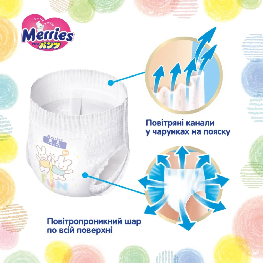 Підгузки Merries Трусики Super Jumbo M 6-11 кг 52 шт (4901301418579) — фото 10