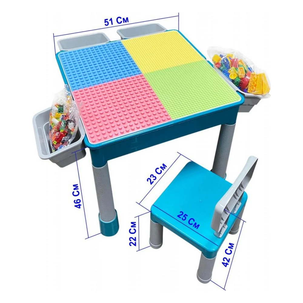 Дитячий стіл Microlab Toys Конструктор Ігровий Центр + 1 стілець (GT-16) — фото 5
