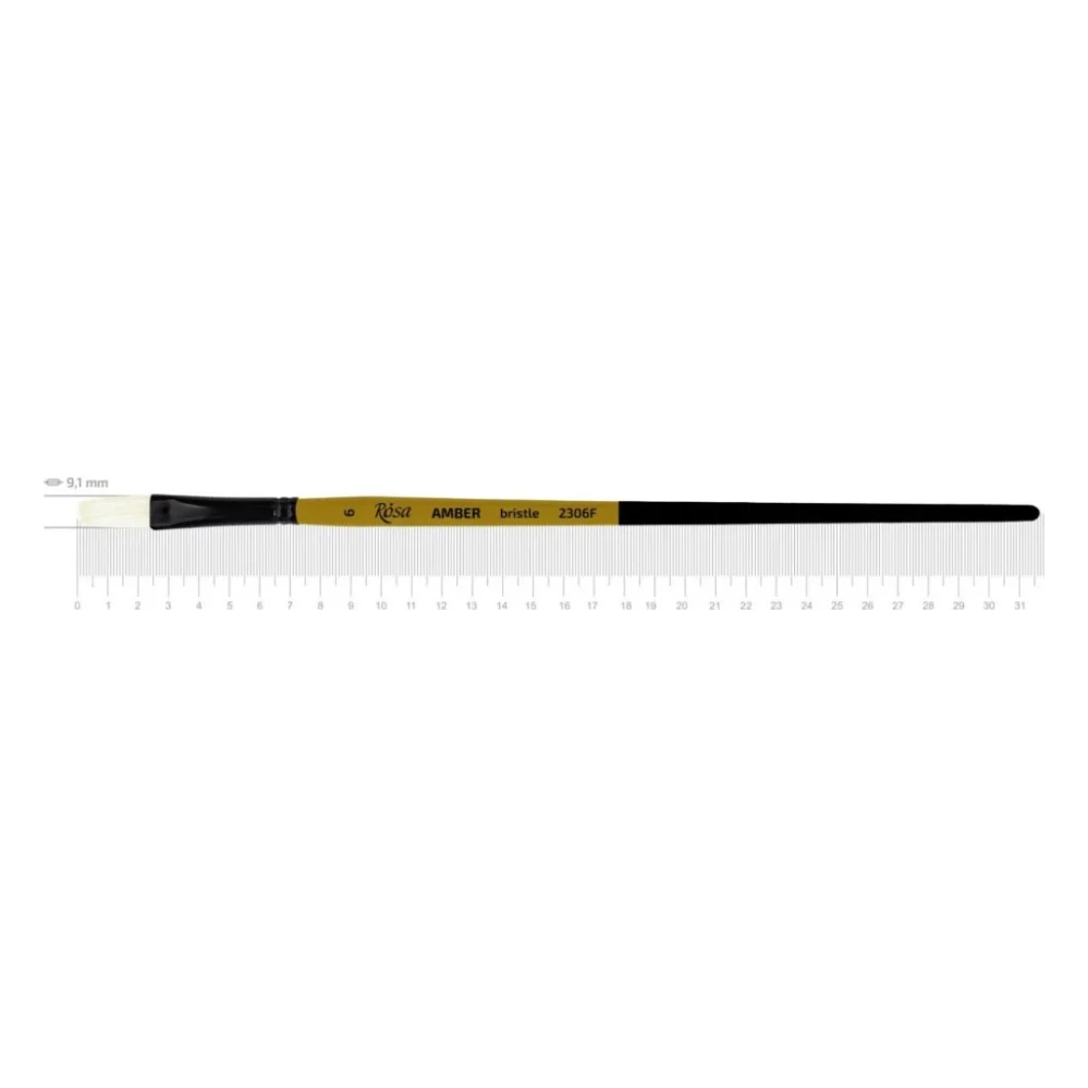 Пензлик для малювання Rosa Щетина плоска, AMBER 2306F, №6 (4823098533337)