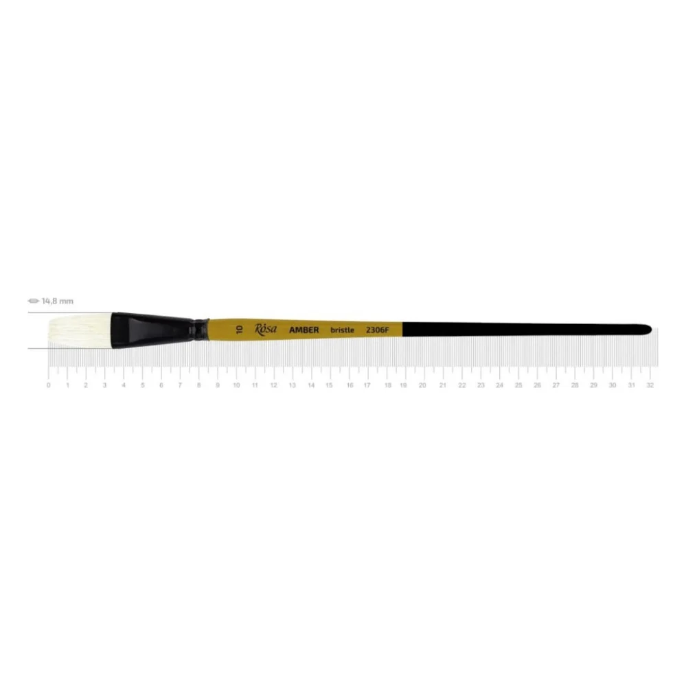 Пензлик для малювання Rosa Щетина плоска, AMBER 2306F, №10 (4823098533313)