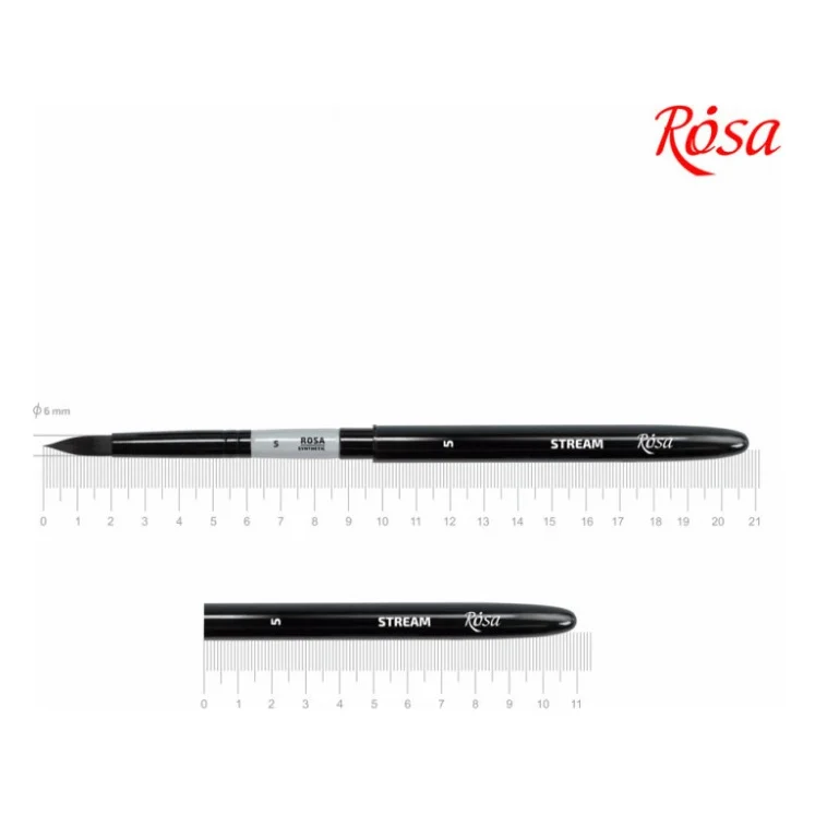 Пензлик для малювання Rosa Синтетика кругла, TRAVEL BRUSH, STREAM 158, № 5 (4823098530060)