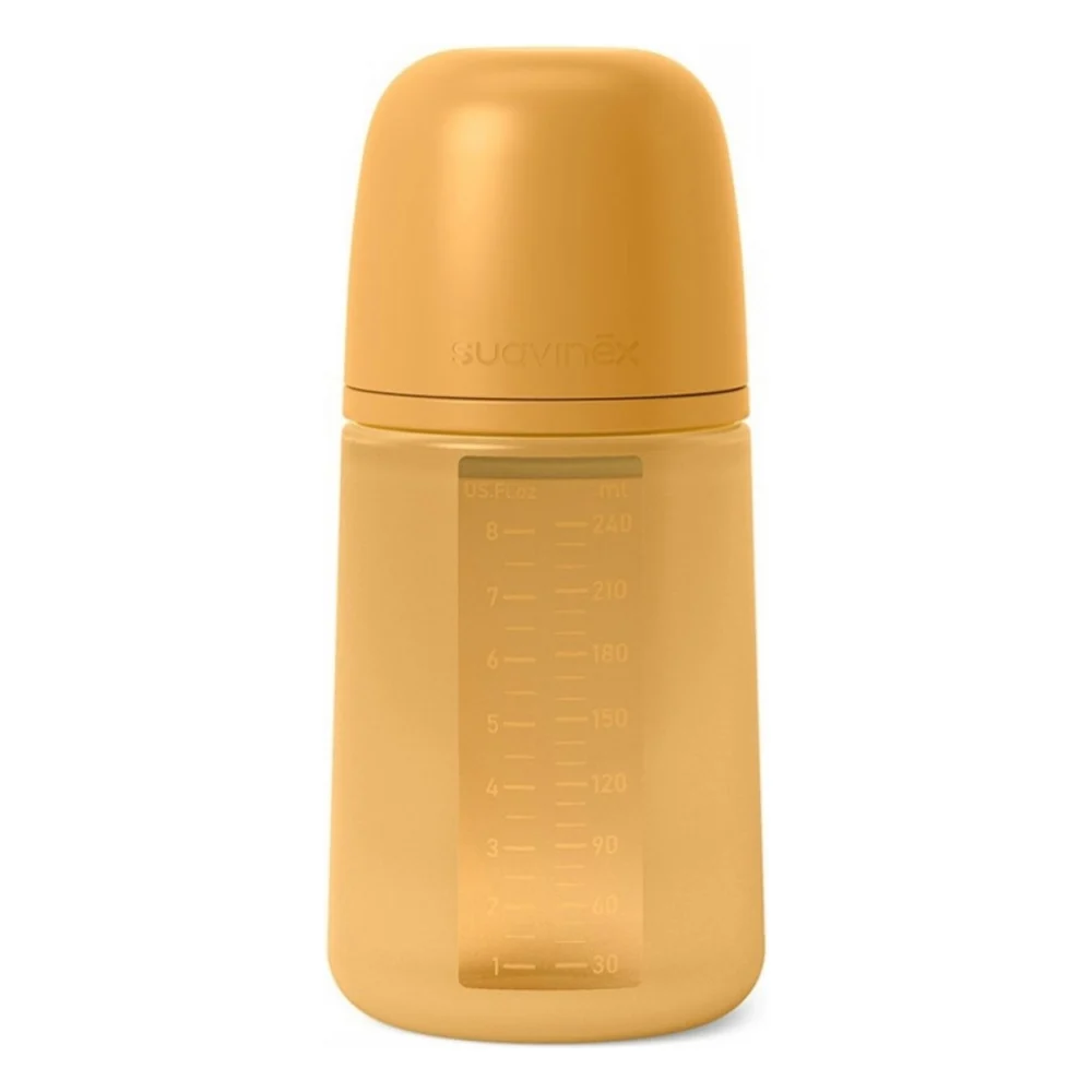 Пляшечка для годування Suavinex Colour Essence силіконова, повільний потік,240 мл, мустард (308069)