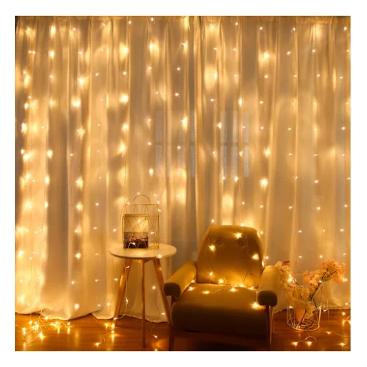 Гірлянда Voltronic Штора Водопад Yellow 240 LED, 3*2 м, 220V, прозора (GAR240LED-Yellow)