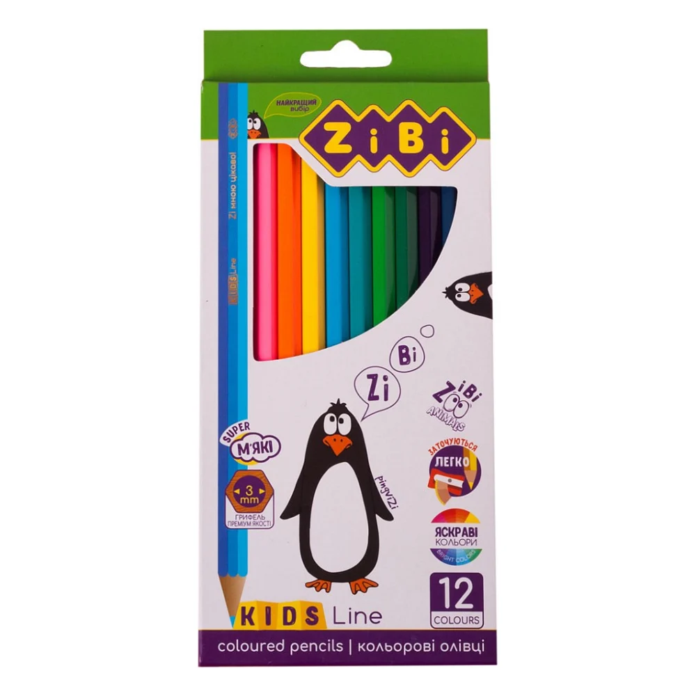 Олівці кольорові ZiBi KIDS Line 12 кольорів (ZB.2414)