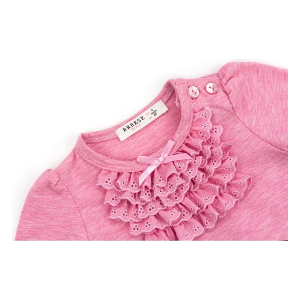 Кофта дитяча Breeze з мереживною оборкою (10040-80G-pink) — фото 3