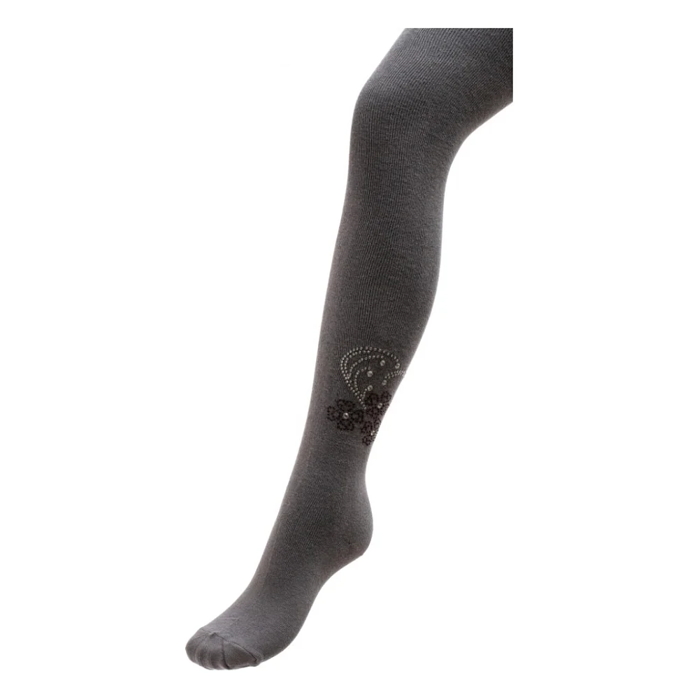 Колготки дитячі BNM з квіточками зі страз (M0C0302-1183-7G-gray)